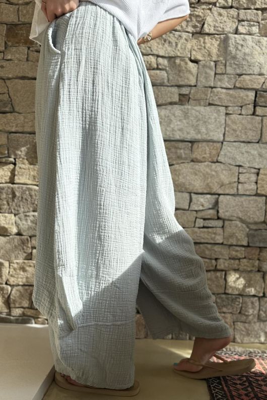 Tasha Cushion Cotton Balloon Barrel Pant Pearl